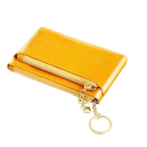 BOJHGO Women Leather Small Wallet Leather Change Bag Short Wallet Femal Coin Purse Girls Card Holder Brieftasche Damen(Yellow) von BOJHGO