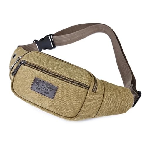 Canvas-Hüfttasche for Herren mit Mehreren Fächern, Sport-Brusttasche, kleine Stofftasche, Handytasche, Fitnesstasche, multifunktionale Geldbörse Für Herren(Coffee) von BOJHGO