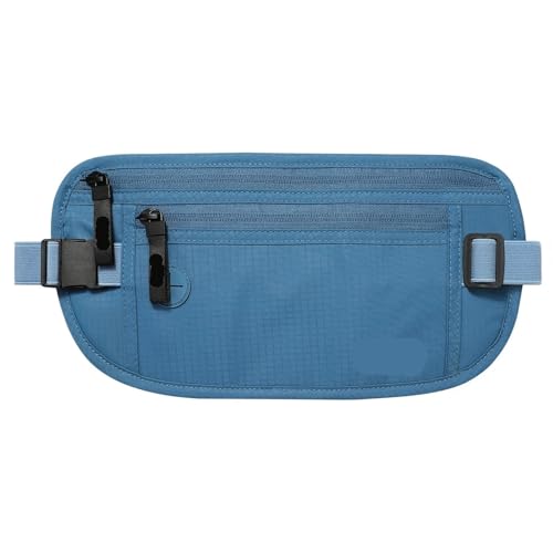 Sicherer Reise-Geldgürtel, verdeckte versteckte Reisebrieftasche, Reisepass-Geldbörsen for Männer und Frauen Für Herren(Blue) von BOJHGO