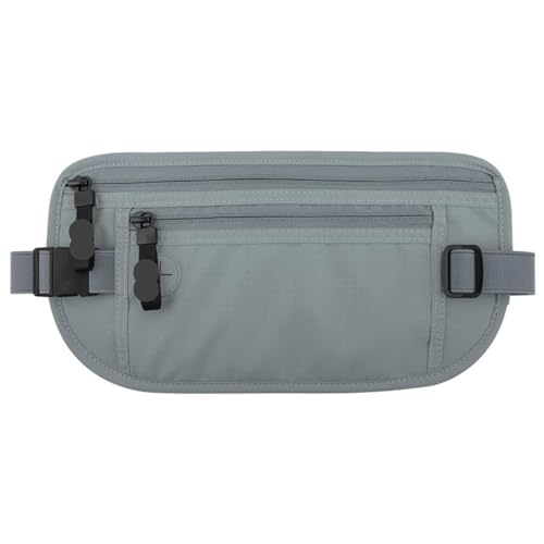 Sicherer Reise-Geldgürtel, verdeckte versteckte Reisebrieftasche, Reisepass-Geldbörsen for Männer und Frauen Für Herren(Light Gray) von BOJHGO