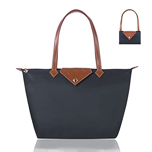 BOJLY Damen Schultertaschen Wasserdichte Umhängetasche Einkaufstasche Stilvolle Diamant Nylon Frauen Faltbare Handtasche Freizeitreise Schule Dunkelgrau Klein von BOJLY