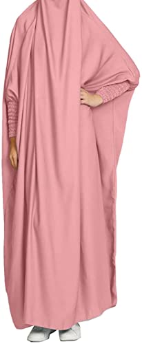 BOJON Damen Kleid Muslimisches Einteiliges Gebetskleid für Damen Abaya Kleid Islamischer Naher Osten Dubai Türkei Maxi Abaya Kaftan mit Hijab Kleid in voller Länge von BOJON