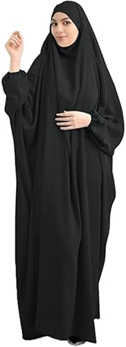 BOJON Muslimisches Einfarbig Damen Lose einteiliges Gebetskleid Full Cover Hooded Islamic Abaya Kaftan mit Hijab konservative Kleidung Gebetskleid den Ramadan für Ethnische, Abend, Party von BOJON