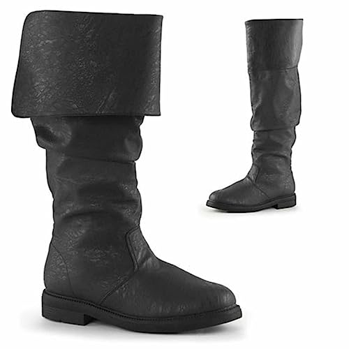 Renaissance Piraten Stiefel aus dem Mittelalter Western Knight 's Boot Flat Jazz Stiefel für Mann und Frau Gotik Stiefel Cosplay Botas Pirates Renacentistas(39, Black) von BOKAAW