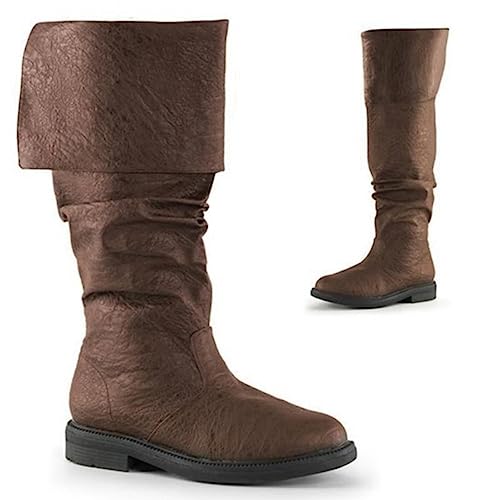 Renaissance Piraten Stiefel aus dem Mittelalter Western Knight 's Boot Flat Jazz Stiefel für Mann und Frau Gotik Stiefel Cosplay Botas Pirates Renacentistas(40, Brown) von BOKAAW