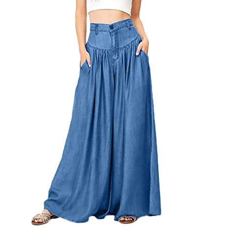 BOLAWOO Hosenrock Frühling Herbst Hose Breites Bein Hosen Mit Taschen Mode Marken Knopfleiste Button Unifarben Bequeme Lang Locker Atmungsaktiv High Waist Hose Jeans Freizeithose Moderner Stil von BOLAWOO