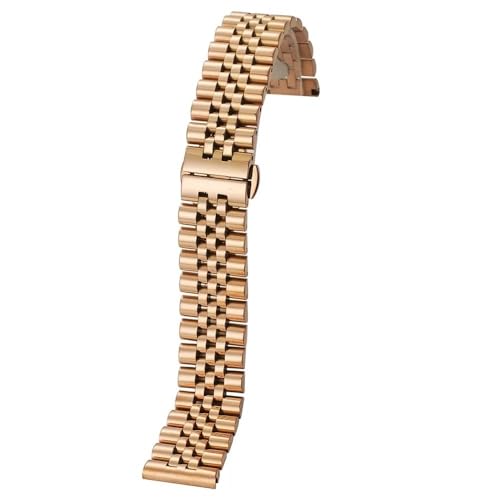 BOLEXA 12/13/14/16/17/18/19/20/21/22 mm Uhrenarmband, Edelstahl-Armband, Hohlbogen-Schnittstelle (Color : Rose Gold, Size : 21mm) von BOLEXA