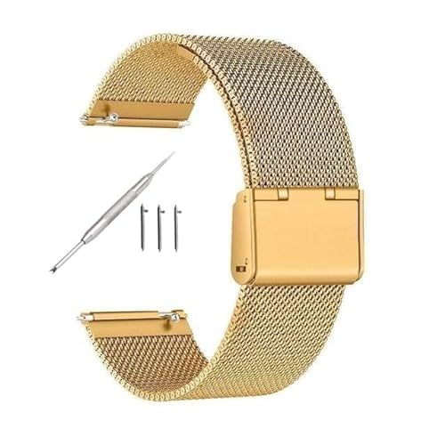 BOLEXA 18mm 20mm 22mm 24mm Breite Schnellverschluss Voll Edelstahl Armband Armbanduhr Universal Flachkopf Uhrenarmband Zubehör (Color : Gold goukou, Size : 22mm) von BOLEXA