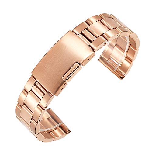 BOLEXA 26mm 24mm 22mm 20mm 18mm Edelstahl Uhrenarmband Klassisches Metallarmband for Smart Watch Strap Männer Frauen (Color : Rose Gold, Size : 19mm) von BOLEXA