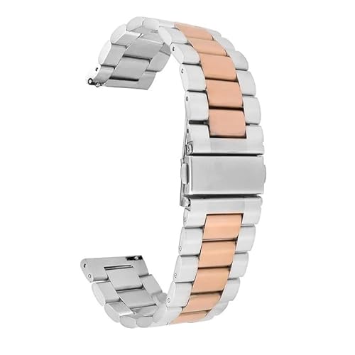 BOLEXA Allgemeines Uhrenarmband 18 mm 20 mm 22 mm 24 mm Edelstahlband Metallarmband Damen Herren Armband ersetzen Uhrenzubehör (Color : Silver Rose Gold, Size : 22mm) von BOLEXA