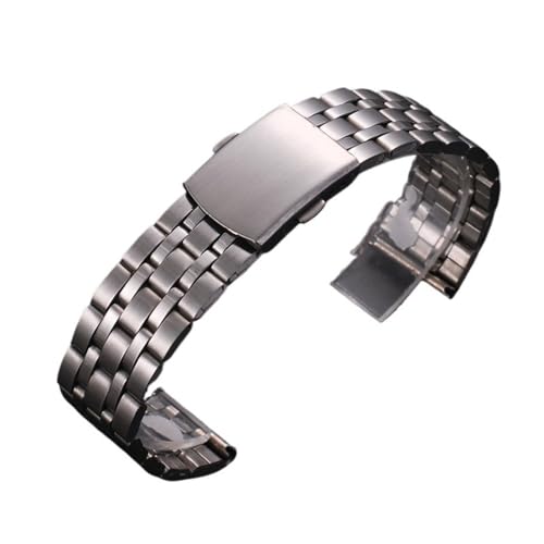 BOLEXA Edelstahl Uhr Band Universal Strap Faltschließe for Frauen Armband Strap18mm 20mm 22mm Uhr Gürtel Zubehör (Color : SilverA, Size : 22mm) von BOLEXA