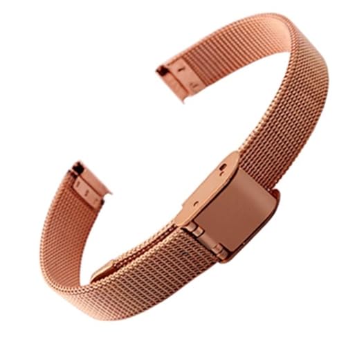 BOLEXA Kleines Mesh-Edelstahl-Armband for Kinder, 6 mm, 8 mm, 10 mm, 12 mm, Silber, Gold, Gold (Color : Rose Gold, Size : 10mm) von BOLEXA