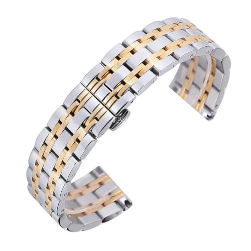 BOLEXA Metall Uhrenarmbänder Armband Frauen 20mm Uhrenarmband Mode Silber Edelstahl Luxus 22mm Uhrenarmband (Color : Gold and silver, Size : 22mm) von BOLEXA