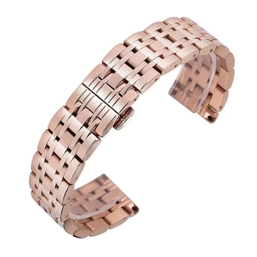 BOLEXA Metall Uhrenarmbänder Armband Frauen 20mm Uhrenarmband Mode Silber Edelstahl Luxus 22mm Uhrenarmband (Color : Rose gold, Size : 16mm) von BOLEXA