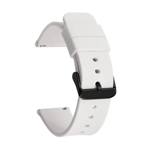 BOLEXA Silikonarmband 12mm 14mm 16mm 18mm 19mm 20mm 21mm 22mm 24mm Silikon Ersatz Uhrenarmband Universal Gummi Sport Armband Armband (Color : White black buckle, Size : 19mm) von BOLEXA