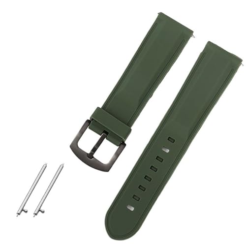 BOLEXA Silikonarmband 18mm 20mm 22mm 24mm Armband Wasserdicht Sport Silikon Strap Quick Release Gummi Armbanduhr Band Gürtel Armband (Color : Green (black buckle), Size : 24mm) von BOLEXA