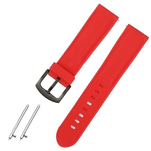 BOLEXA Silikonarmband 18mm 20mm 22mm 24mm Armband Wasserdicht Sport Silikon Strap Quick Release Gummi Armbanduhr Band Gürtel Armband (Color : Red (black buckle), Size : 18mm) von BOLEXA