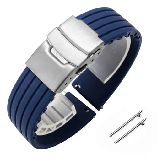 BOLEXA Silikonarmband 18mm 20mm 22mm 24mm Silikon-Uhrenarmband for Männer und Frauen, Sport-Schnellverschluss-Armband, Ersatz-Gummi-Uhrenarmband-Zubehör (Color : Midnight Blue, Size : 24mm) von BOLEXA