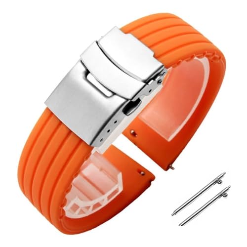 BOLEXA Silikonarmband 18mm 20mm 22mm 24mm Silikon-Uhrenarmband for Männer und Frauen, Sport-Schnellverschluss-Armband, Ersatz-Gummi-Uhrenarmband-Zubehör (Color : Orange, Size : 20mm) von BOLEXA