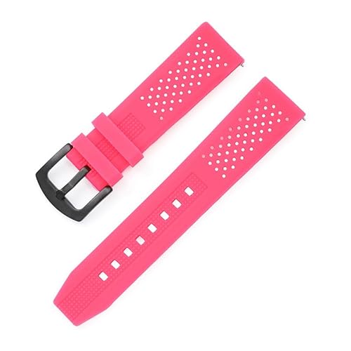 BOLEXA Silikonarmband 20 mm 22 mm Uhrenarmband, weiches Silikon-Uhrenarmband, Sport-Gummi-Ersatzarmband, Uhrenarmband (Color : Pink, Size : 20mm) von BOLEXA