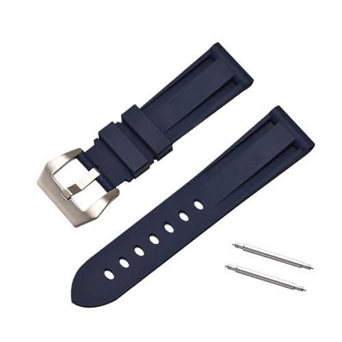 BOLEXA Silikonarmband 20mm 22mm 24mm 26mm Silikon Armband Handgelenk Armband Smart Uhr Armband Sport Ersatz Gummi Armband (Color : Dark blue silver, Size : 22mm) von BOLEXA