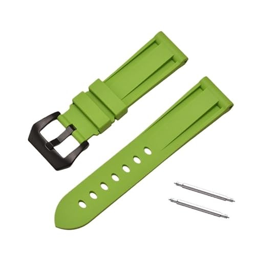 BOLEXA Silikonarmband 20mm 22mm 24mm 26mm Silikon Armband Handgelenk Armband Smart Uhr Armband Sport Ersatz Gummi Armband (Color : Green black buckle, Size : 22mm) von BOLEXA