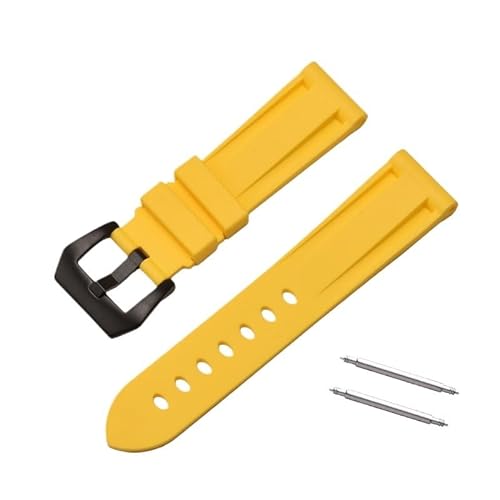 BOLEXA Silikonarmband 20mm 22mm 24mm 26mm Silikon Armband Handgelenk Armband Smart Uhr Armband Sport Ersatz Gummi Armband (Color : Yellow black buckle, Size : 22mm) von BOLEXA