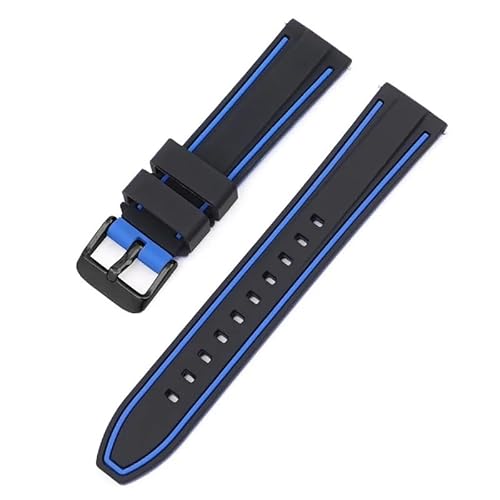 BOLEXA Silikonarmband 20mm 22mm 24mm 26mm Silikon Armband Quick Release Sport Gummi Uhr Band Strap Frauen Männer Handgelenk armband Gürtel (Color : Black Blue H, Size : 20mm) von BOLEXA