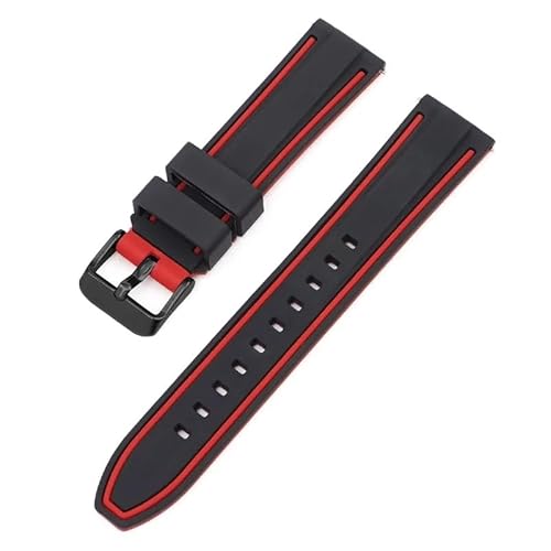 BOLEXA Silikonarmband 20mm 22mm 24mm 26mm Silikon Armband Quick Release Sport Gummi Uhr Band Strap Frauen Männer Handgelenk armband Gürtel (Color : Black Red SilveA, Size : 20mm) von BOLEXA