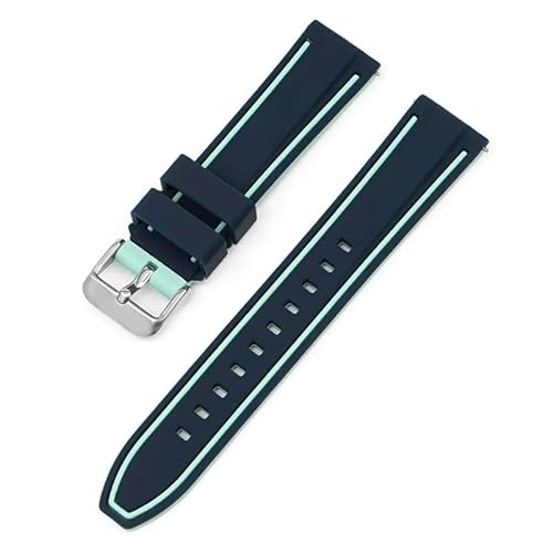 BOLEXA Silikonarmband 20mm 22mm 24mm 26mm Silikon Armband Quick Release Sport Gummi Uhr Band Strap Frauen Männer Handgelenk armband Gürtel (Color : Blau, Size : 22mm) von BOLEXA