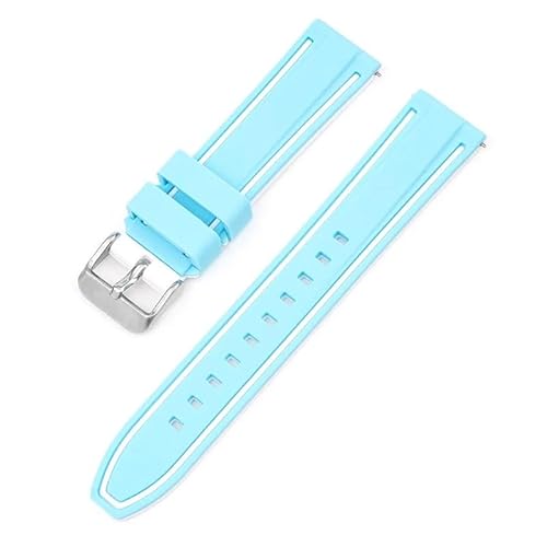 BOLEXA Silikonarmband 20mm 22mm 24mm 26mm Silikon Armband Quick Release Sport Gummi Uhr Band Strap Frauen Männer Handgelenk armband Gürtel (Color : Lake Blue White, Size : 20mm) von BOLEXA