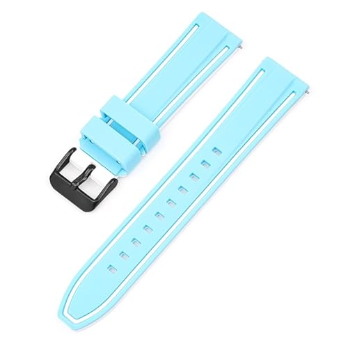 BOLEXA Silikonarmband 20mm 22mm 24mm 26mm Silikon Armband Quick Release Sport Gummi Uhr Band Strap Frauen Männer Handgelenk armband Gürtel (Color : Lake Blue WhiteA, Size : 26mm) von BOLEXA