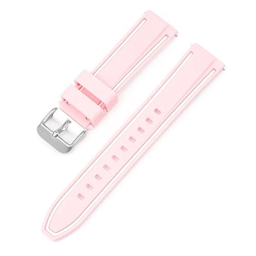 BOLEXA Silikonarmband 20mm 22mm 24mm 26mm Silikon Armband Quick Release Sport Gummi Uhr Band Strap Frauen Männer Handgelenk armband Gürtel (Color : Pink White, Size : 20mm) von BOLEXA