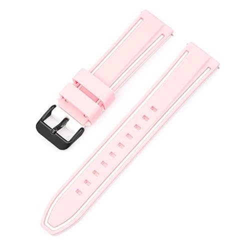 BOLEXA Silikonarmband 20mm 22mm 24mm 26mm Silikon Armband Quick Release Sport Gummi Uhr Band Strap Frauen Männer Handgelenk armband Gürtel (Color : Pink WhiteA, Size : 20mm) von BOLEXA