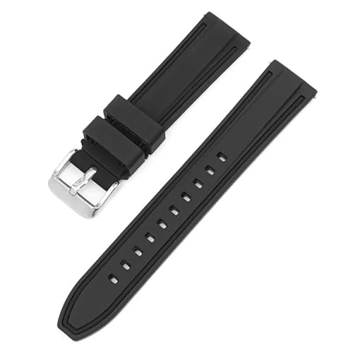 BOLEXA Silikonarmband 20mm 22mm 24mm 26mm Silikon Armband Quick Release Sport Gummi Uhr Band Strap Frauen Männer Handgelenk armband Gürtel (Color : Schwarz, Size : 20mm) von BOLEXA