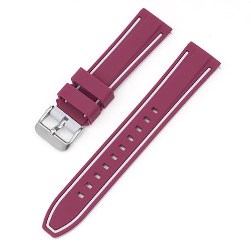 BOLEXA Silikonarmband 20mm 22mm 24mm 26mm Silikon Armband Quick Release Sport Gummi Uhr Band Strap Frauen Männer Handgelenk armband Gürtel (Color : Wine Red Gray, Size : 24mm) von BOLEXA