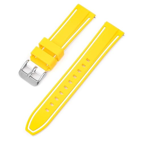 BOLEXA Silikonarmband 20mm 22mm 24mm 26mm Silikon Armband Quick Release Sport Gummi Uhr Band Strap Frauen Männer Handgelenk armband Gürtel (Color : Yellow White, Size : 20mm) von BOLEXA