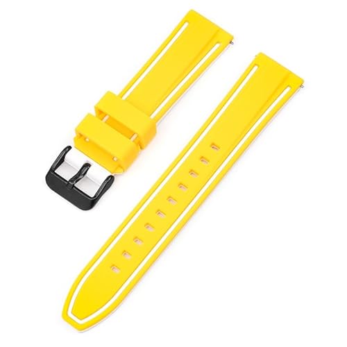 BOLEXA Silikonarmband 20mm 22mm 24mm 26mm Silikon Armband Quick Release Sport Gummi Uhr Band Strap Frauen Männer Handgelenk armband Gürtel (Color : Yellow WhiteA, Size : 20mm) von BOLEXA