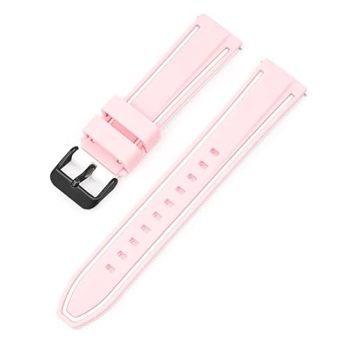 BOLEXA Silikonarmband 20mm 22mm 24mm 26mm Silikon Armband Quick Release Wasserdichte Sport Gummi Uhr Band Strap Frauen Männer handgelenk Armband Gürtel (Color : Pink White H, Size : 22mm) von BOLEXA