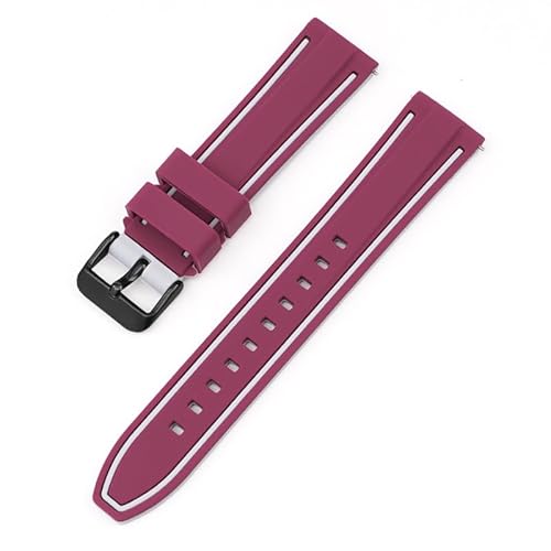 BOLEXA Silikonarmband 20mm 22mm 24mm 26mm Silikon Armband Quick Release Wasserdichte Sport Gummi Uhr Band Strap Frauen Männer handgelenk Armband Gürtel (Color : Wine Red Gray H, Size : 20mm) von BOLEXA