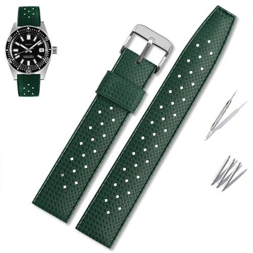 BOLEXA Silikonarmband 20mm 22mm Silikon Uhr Band Sport Tauchen Gummi Armband Männer Ersetzen Uhr Strap Quick Release Uhr Bands (Color : B-green-silver bucke, Size : 20mm) von BOLEXA