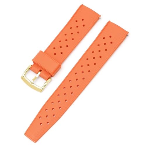 BOLEXA Silikonarmband 20mm 22mm Silikon Uhrenarmband Sport Schnellverschluss Armband Männer Frauen Wasserdichtes Gummiarmband (Color : Orange-gold, Size : 20mm) von BOLEXA
