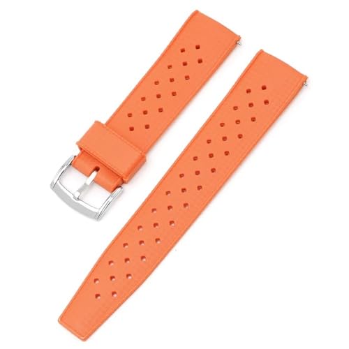 BOLEXA Silikonarmband 20mm 22mm Silikon Uhrenarmband Sport Schnellverschluss Armband Männer Frauen Wasserdichtes Gummiarmband (Color : Orange-silver, Size : 20mm) von BOLEXA