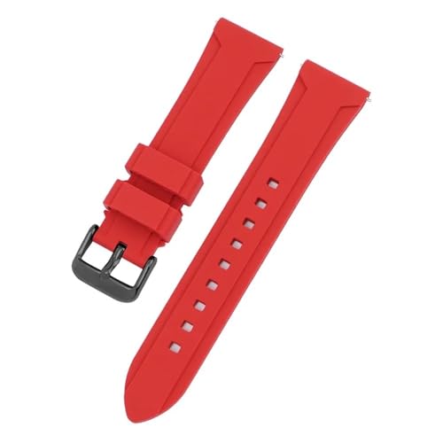 BOLEXA Silikonarmband 22mm 24mm Silikon-Uhrenarmband Sport Wasserdichtes Gummi-Uhrenarmband Handgelenk-Armband-Gürtel-Armband mit Schnellverschluss-Stiften (Color : Red black buckle, Size : 24mm) von BOLEXA