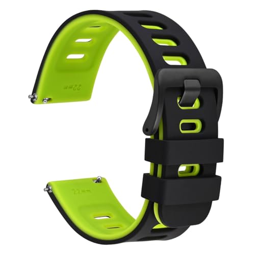 BOLEXA Silikonarmband 22mm Silikon-Uhrenarmband mit Schnellverschluss, wasserdichtes Uhrenarmband for Männer und Frauen, Schnellverschluss-Ersatz (Color : Green-Black Buckle, Size : 22mm) von BOLEXA