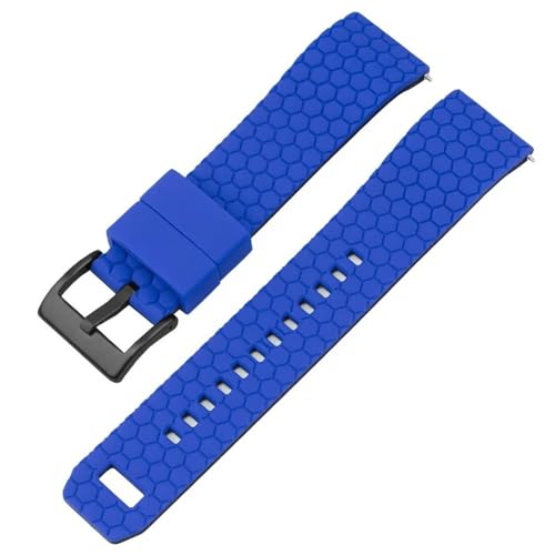 BOLEXA Silikonarmband Premium-Silikon-Uhrenarmband, Schnellverschluss, Gummi-Uhrenarmband, 20 mm, 22 mm, Uhrenarmband, Ersatzarmband, Armbänder (Color : Blue black buckle, Size : 20mm) von BOLEXA