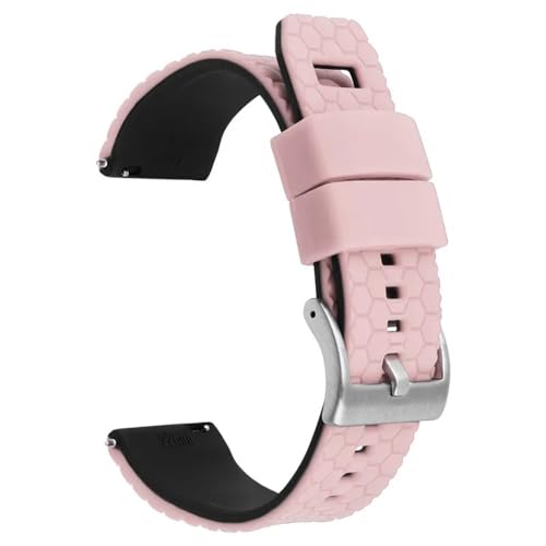 BOLEXA Silikonarmband Premium-Silikon-Uhrenarmband, Schnellverschluss, Gummi-Uhrenarmband, 20 mm, 22 mm, Uhrenarmband, Ersatzarmband, Armbänder (Color : Pink silver buckle, Size : 20mm) von BOLEXA