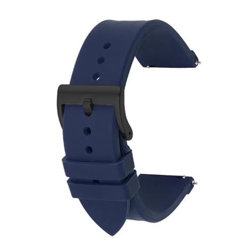BOLEXA Silikonarmband Schnellverschluss-Silikon-Uhrenarmband, 20 mm, 22 mm, weiches Gummi, Sport-Smartwatch-Armband, Handgelenk-Armband (Color : Bao Blue black BC, Size : 22mm) von BOLEXA