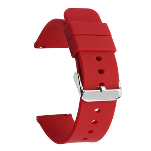 BOLEXA Silikonarmband Schnellverschluss-Uhrenarmband for aktive Uhr, 14/16/18/19/20/21/22/24 mm, Gummiband, for Damen und Herren, Ersatzarmband (Color : Dark Red silver BK, Size : 16mm) von BOLEXA