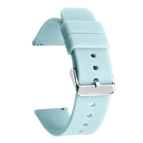 BOLEXA Silikonarmband Schnellverschluss-Uhrenarmband for aktive Uhr, 14/16/18/19/20/21/22/24 mm, Gummiband, for Damen und Herren, Ersatzarmband (Color : Lake Blue silver BK, Size : 16mm) von BOLEXA